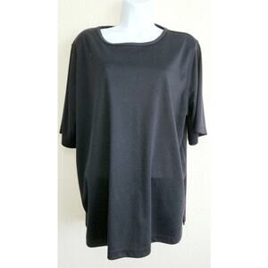 Bon Worth Black Crochet Lace Trim Detail Top XL Lightweight Soft Stretch